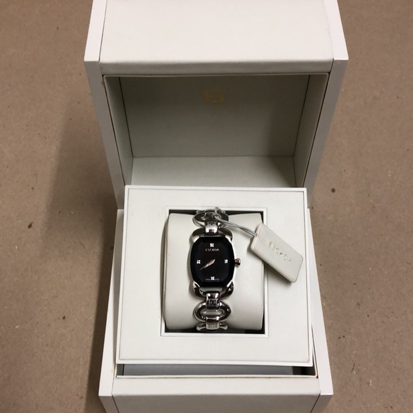 Escada Swiss Charlene 4 Diamond Accent Stainless Steel Link Bracelet Watch